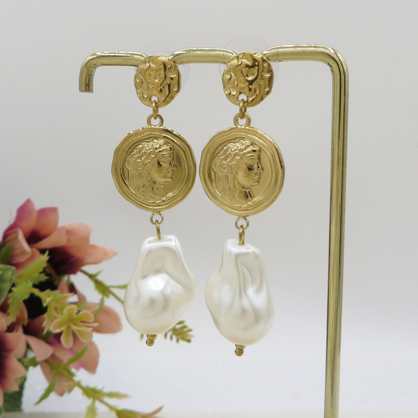 VENUS baroque pearls - PAIA Orecchini pendenti con perla barocca XL in ACCIAIO INOSSIDABILE
