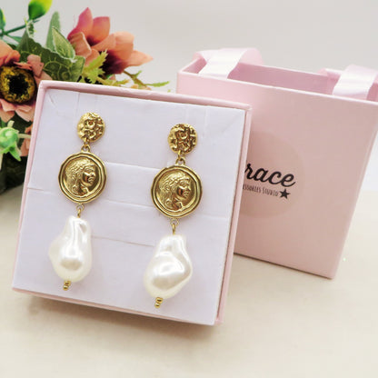 VENUS baroque pearls - PAIA Orecchini pendenti con perla barocca XL in ACCIAIO INOSSIDABILE