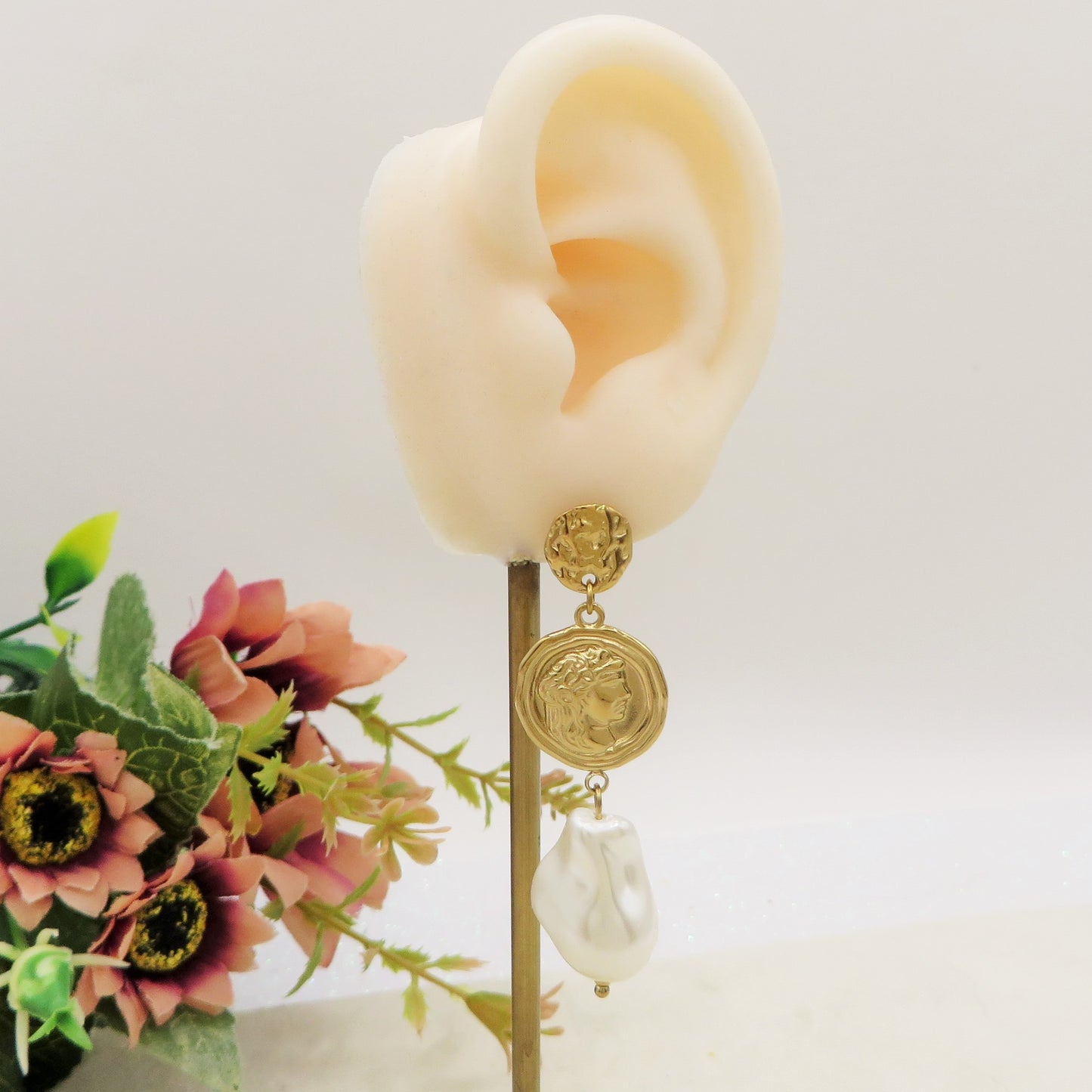 VENUS baroque pearls - PAIA Orecchini pendenti con perla barocca XL in ACCIAIO INOSSIDABILE