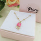 TULIP COLOURS GOLD - Collana ACCIAIO con tulipano smaltato e cubic zirconia