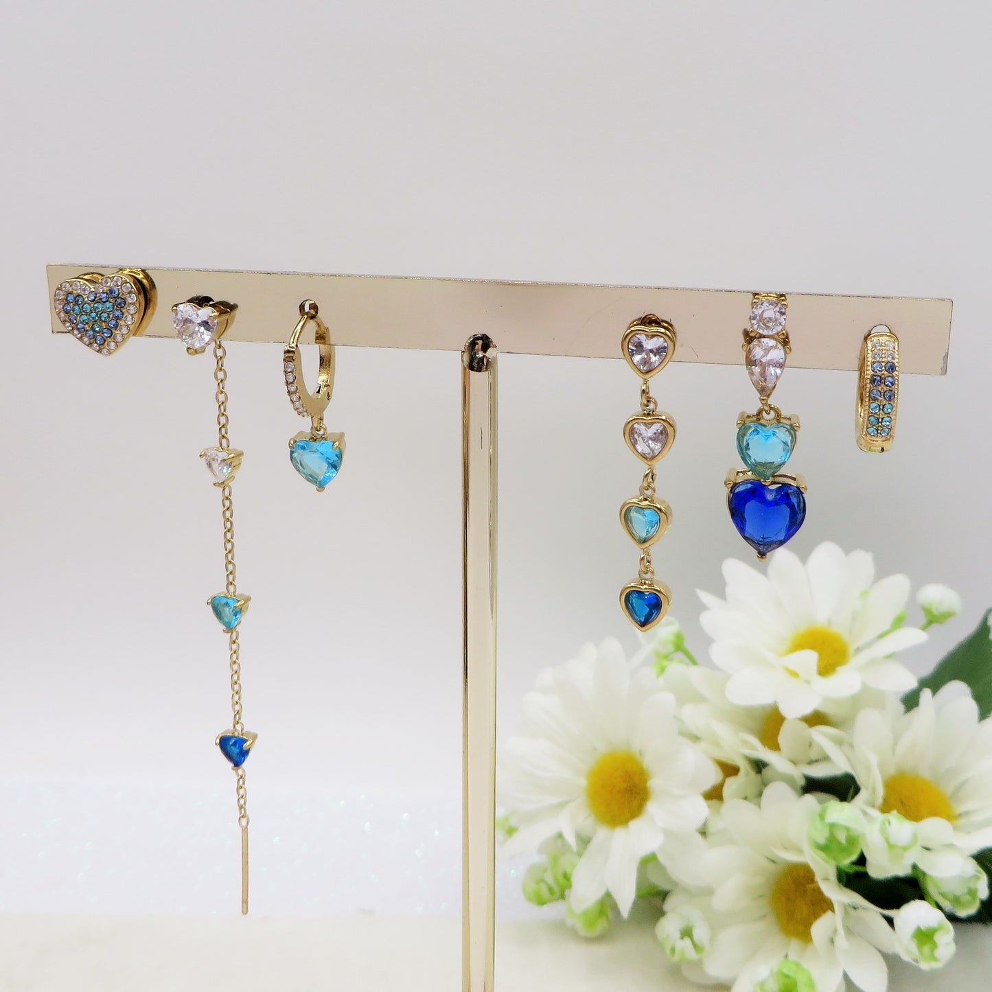 CHERIE COLOURS SET - ACCIAIO INOSSIDABILE - 6 Orecchini pendenti in cubic zirconia a forma di cuore