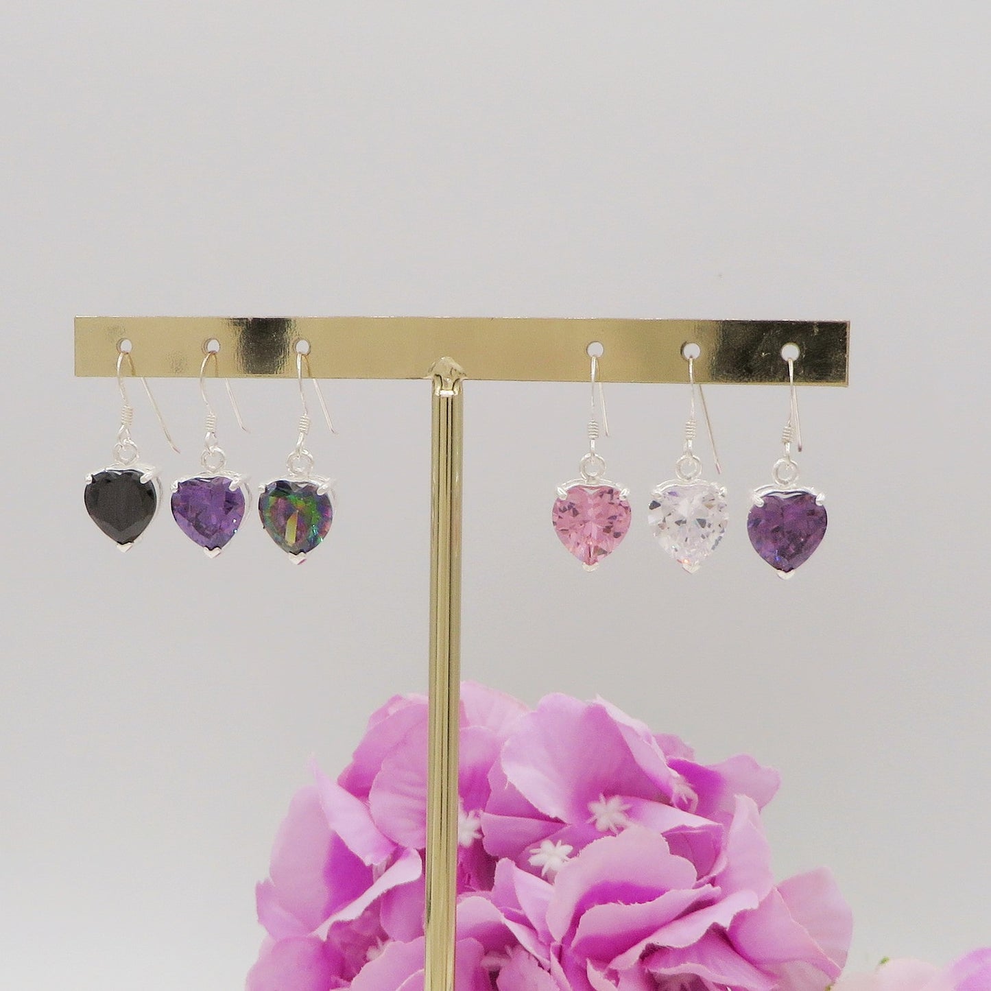 CONNIE 10mm ~ paio Orecchini ARGENTO 925 monachella cubic zirconia 10mm a cuore