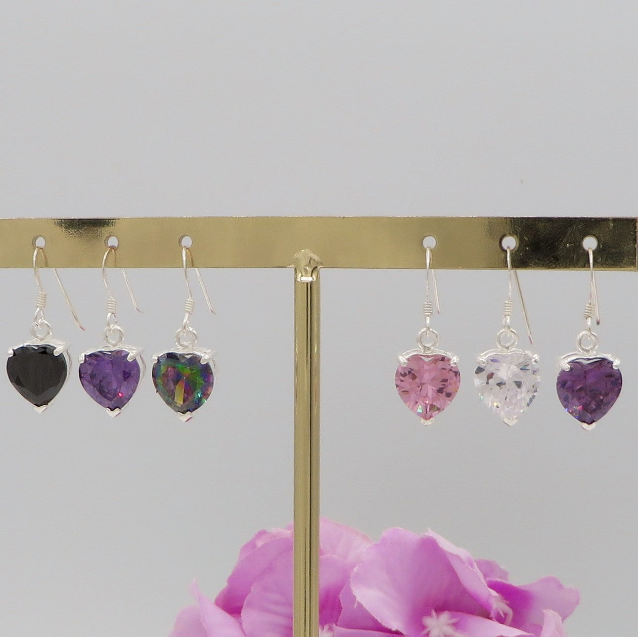 CONNIE 10mm ~ paio Orecchini ARGENTO 925 monachella cubic zirconia 10mm a cuore