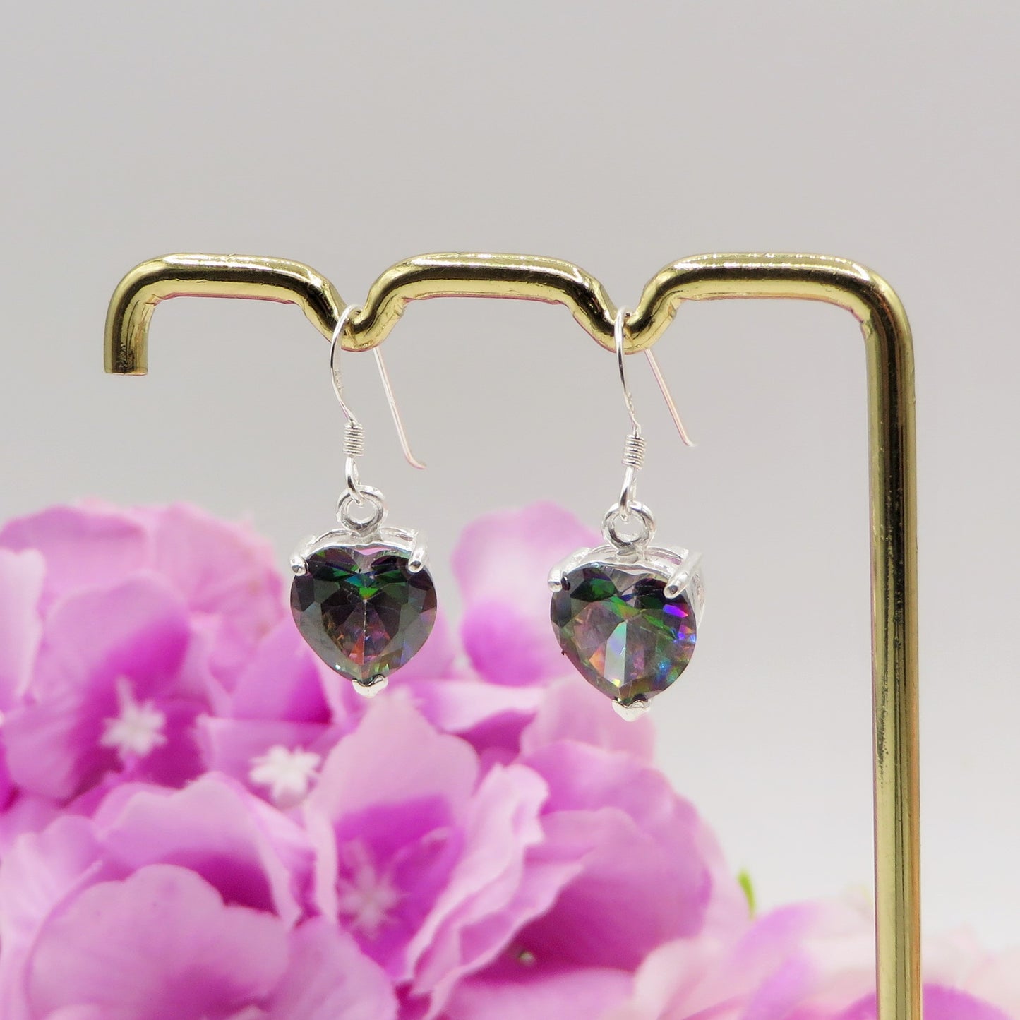 CONNIE 10mm ~ paio Orecchini ARGENTO 925 monachella cubic zirconia 10mm a cuore