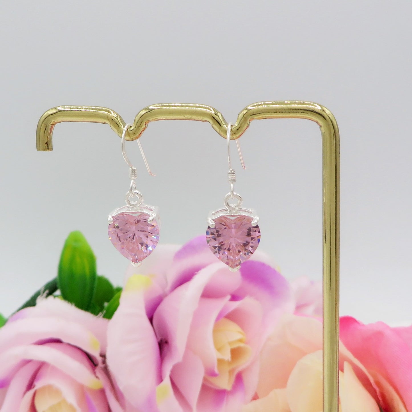 CONNIE 10mm ~ paio Orecchini ARGENTO 925 monachella cubic zirconia 10mm a cuore