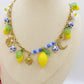 KALIMERA COLLANA - ACCIAIO inossidabile - Collana catena charms frutta LIMONI, SOLE, LUNA, MAIOLICA
