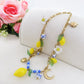 KALIMERA COLLANA - ACCIAIO inossidabile - Collana catena charms frutta LIMONI, SOLE, LUNA, MAIOLICA