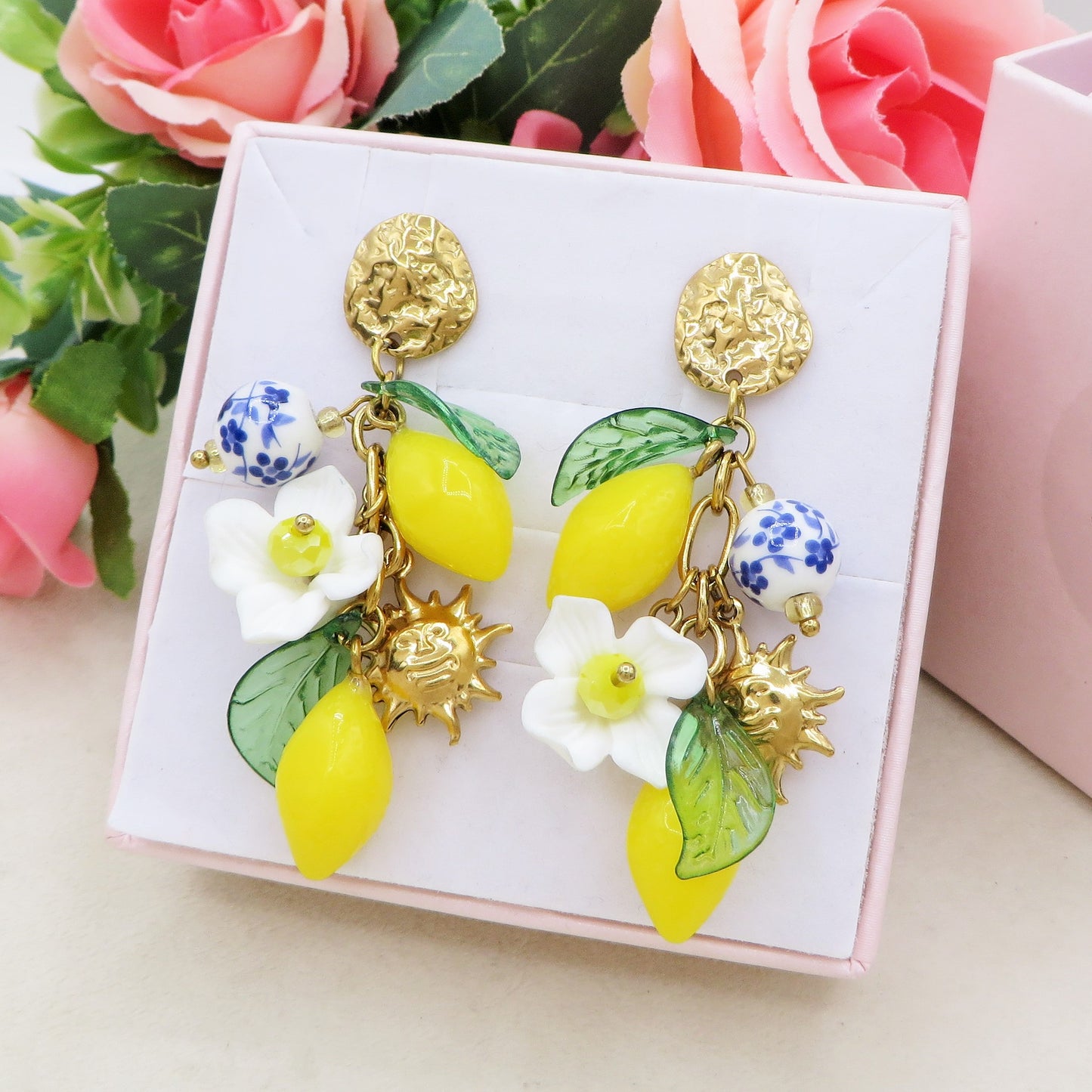 KALIMERA ORECCHINI - ACCIAIO inossidabile - Orecchini  charms frutta LIMONI, SOLE, MAIOLICA