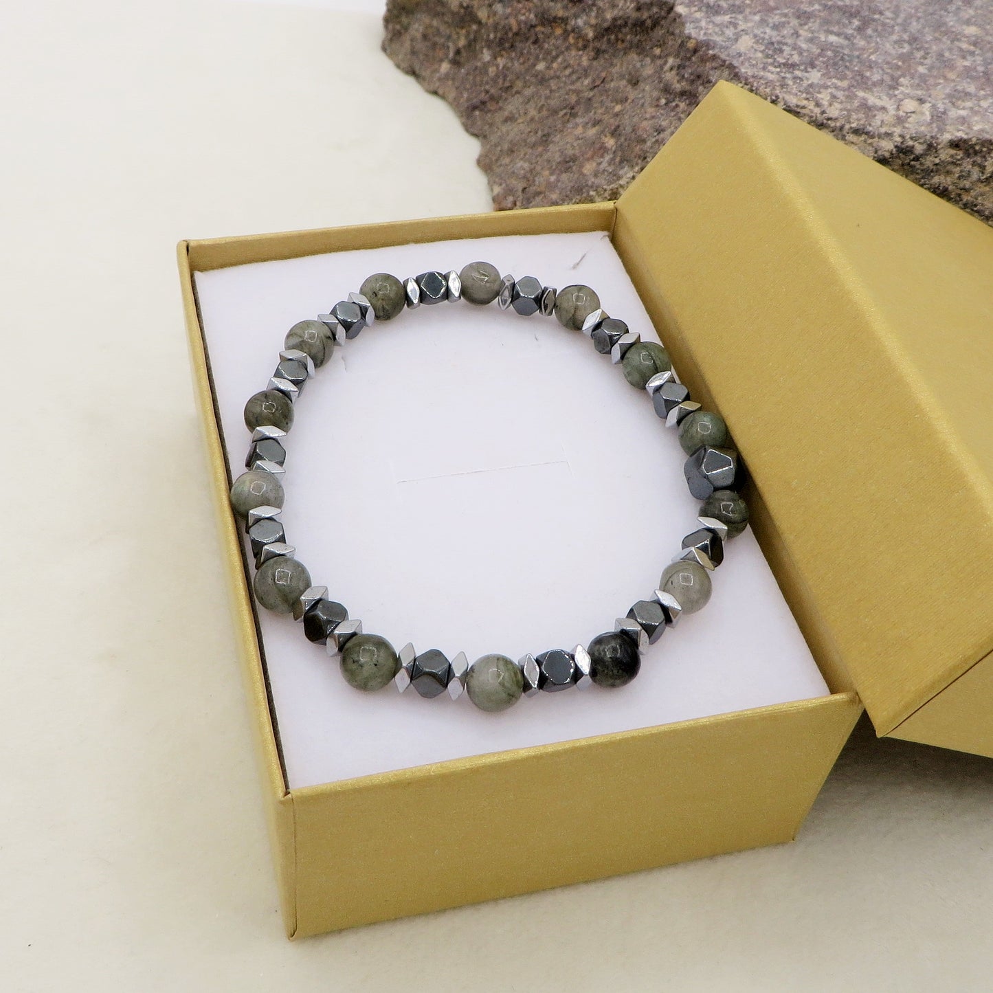 HARALD Bracciale in pietra Naturale - UOMO - ACCIAIO inossidabile