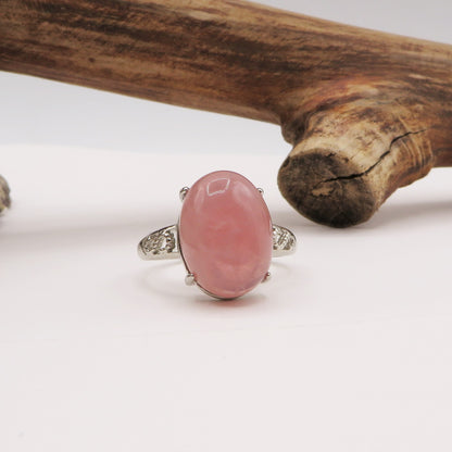 ZOYSA XL ~ Anello regolabile in QUARZO ROSA naturale