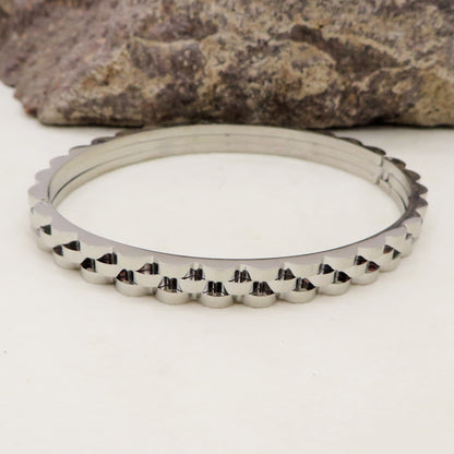 Bracciale uomo rigido  ACCIAIO INOSSIDABILE effetto ghiera cronografo