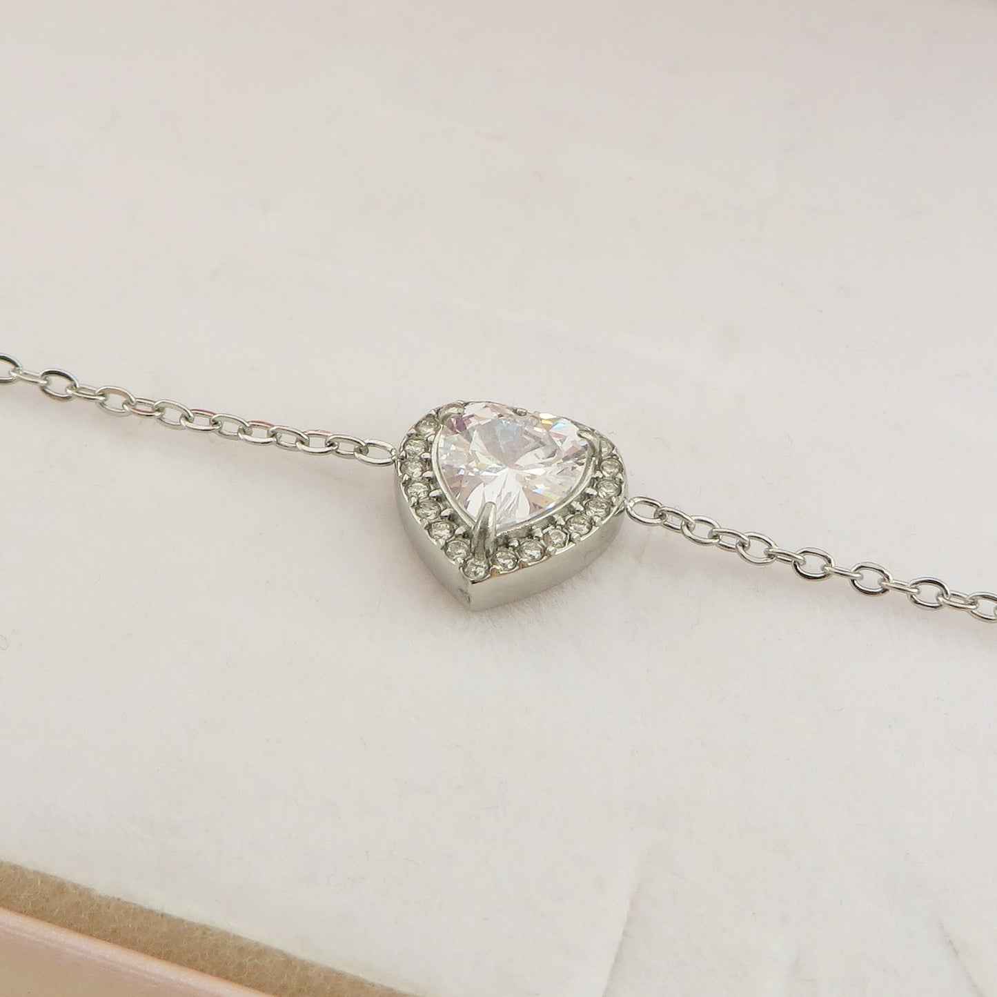 DIANA ~Chunky ~ Bracciale tennis con cuore in Cubic Zirconia