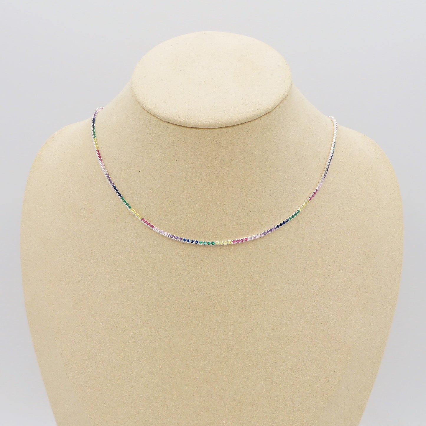 FIONA RAINBOW ~ Girocollo Tennis ARGENTO 925 regolabile