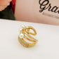 AMARYLLIS PEARLS EARCUFF ~ ACCIAIO Inossidabile orecchino Senza buco con fiori, perle e cubic zirconia