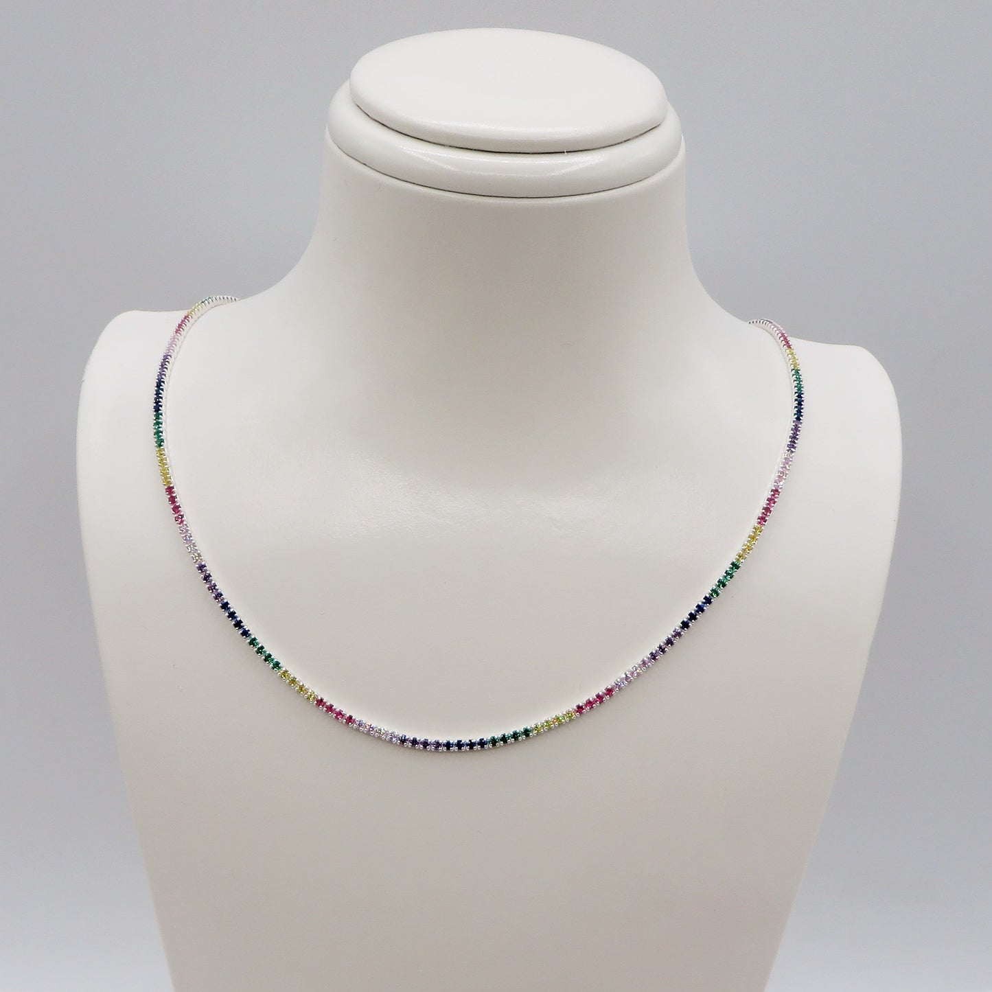 FIONA RAINBOW ~ Girocollo Tennis ARGENTO 925 regolabile