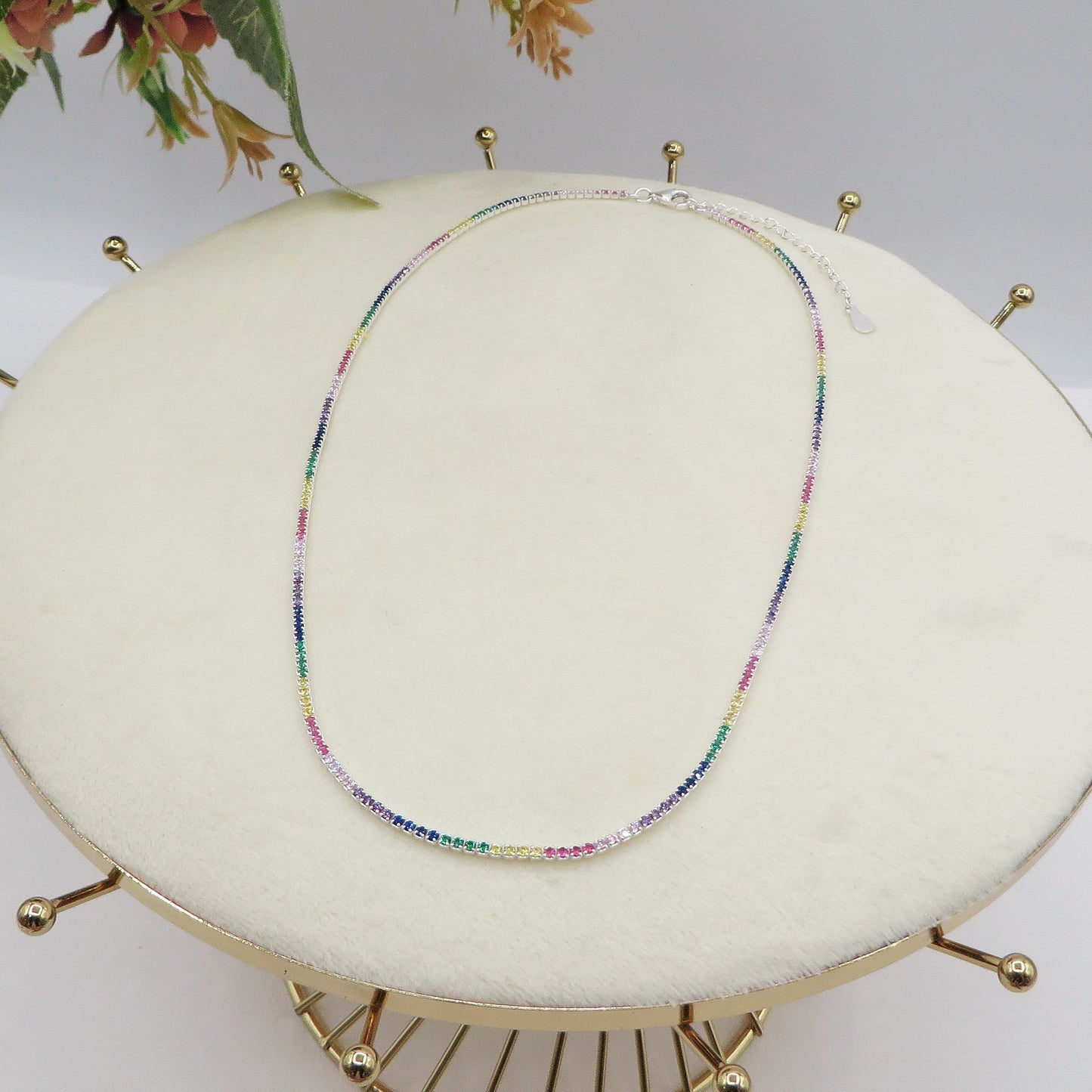 FIONA RAINBOW ~ Girocollo Tennis ARGENTO 925 regolabile