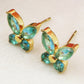 ATHALIA STUD ~ Orecchini ACCIAIO INOSSIDABILE a lobo con farfalle cubic zirconia