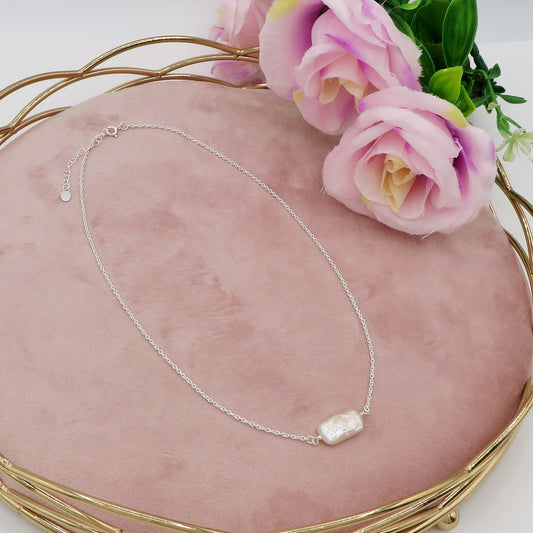 ATHENA ~ Girocollo con Perle Keshi barocche naturali ARGENTO 925