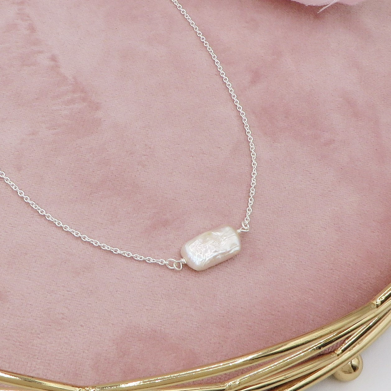 ATHENA ~ Girocollo con Perle Keshi barocche naturali ARGENTO 925