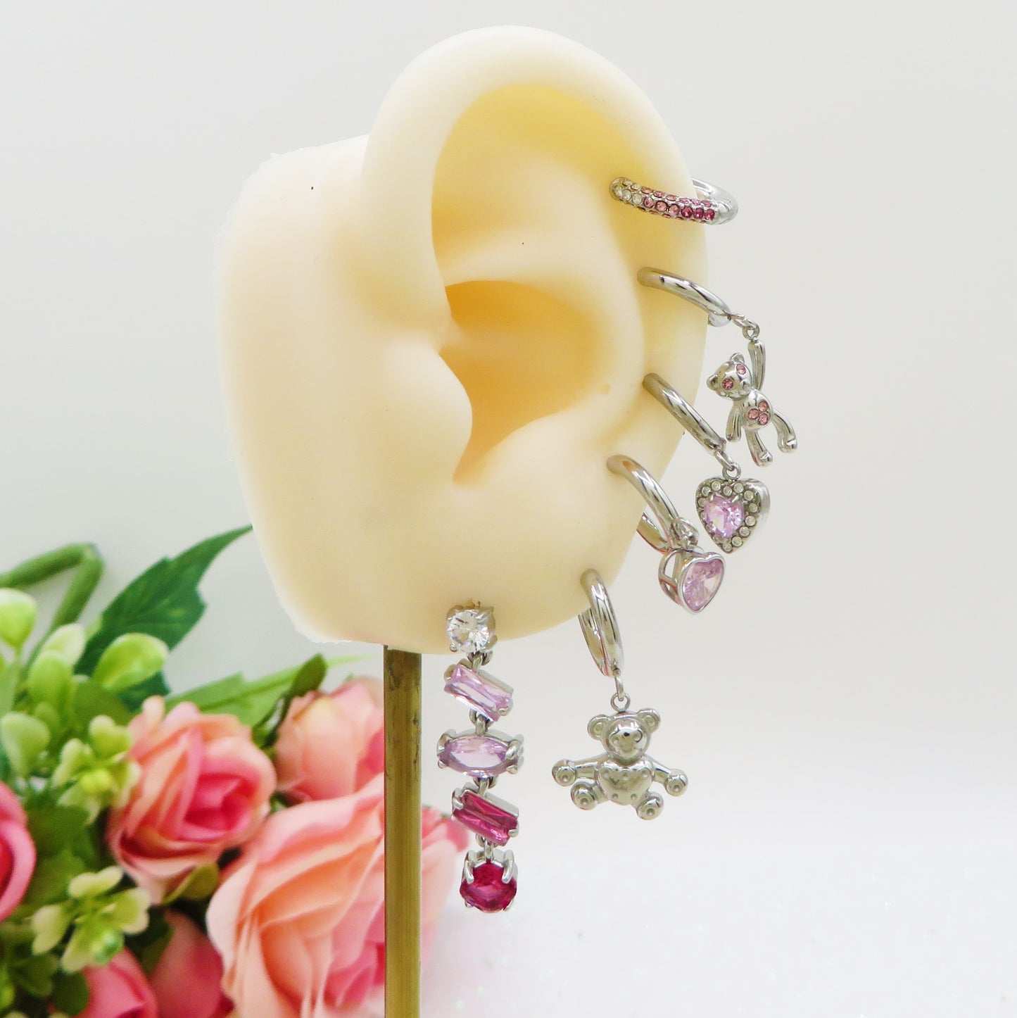 GLOWY  SET - ACCIAIO INOSSIDABILE - 6 Orecchini pendenti in cubic zirconia
