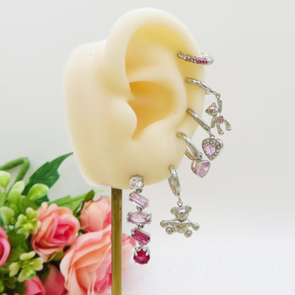 GLOWY  SET - ACCIAIO INOSSIDABILE - 6 Orecchini pendenti in cubic zirconia