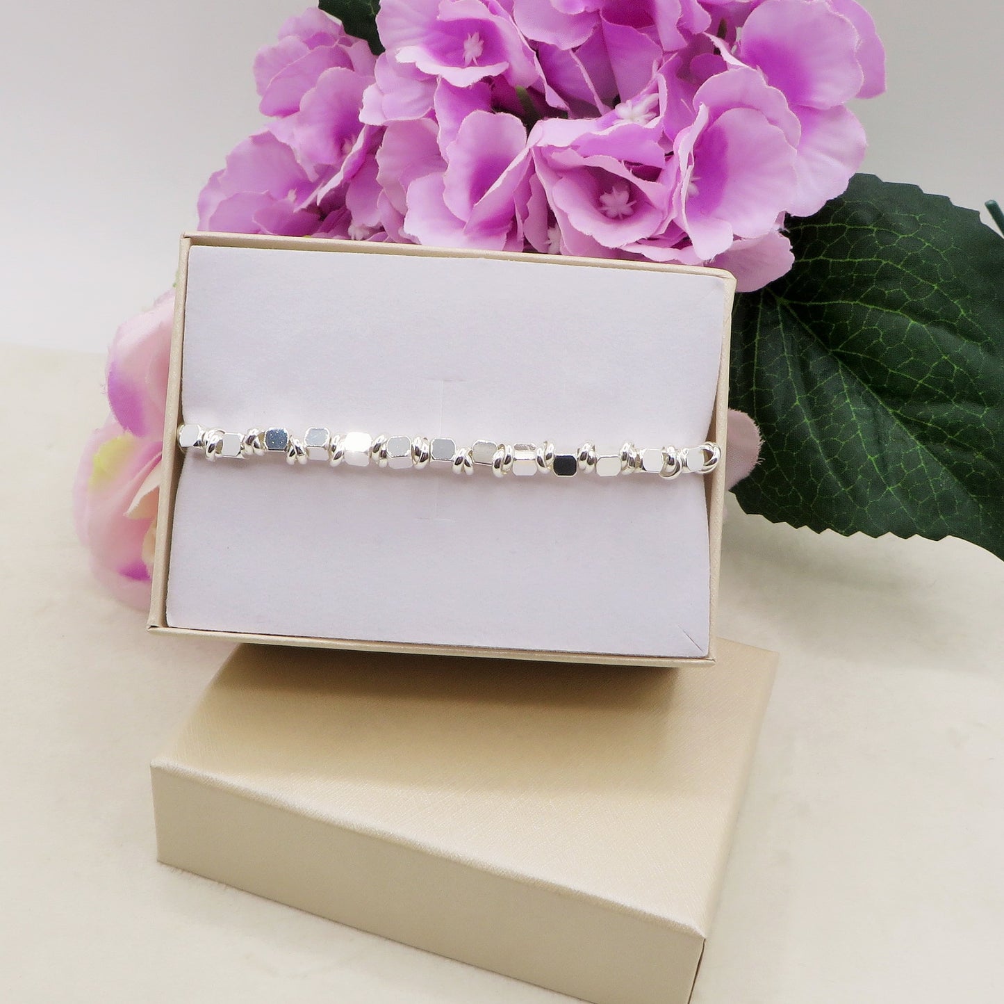 CUBETTI bagnato ARGENTO ~ Bracciale UNISEX in ACCIAIO INOSSIDABILE