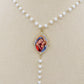 DIVINE ROSARY ~ ACCIAIO INOSSIDABILE - Collana rosario con perle, croce e madonnina + cubic zirconia