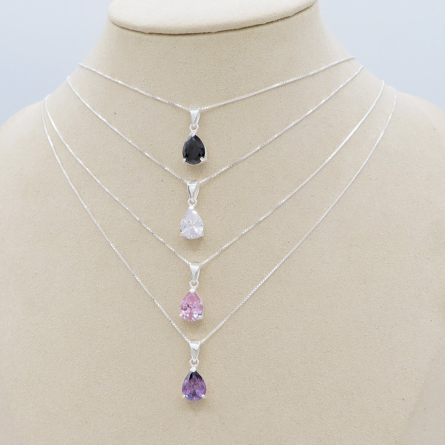 LORELEI goccia ~ ARGENTO 925 ~ Collana con pendente goccia in cubic zirconia