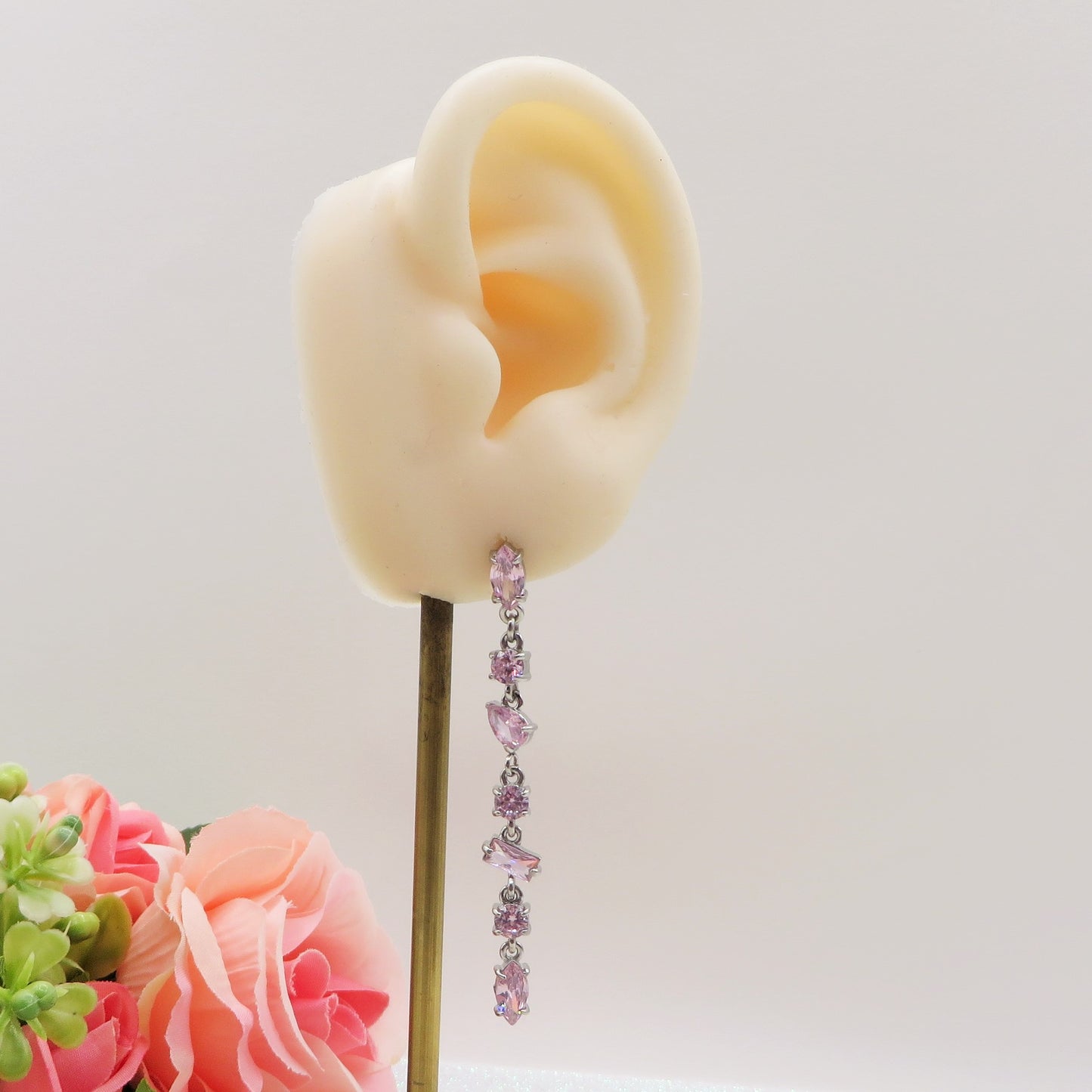 GLOWY DROP ~ paio Orecchini ACCIAIO INOSSIDABILE pendenti con pietre in cubic zirconia
