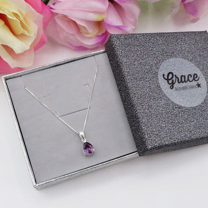LORELEI goccia ~ ARGENTO 925 ~ Collana con pendente goccia in cubic zirconia