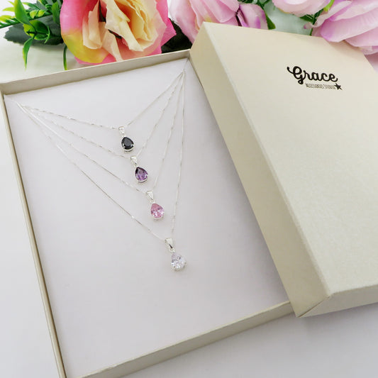 LORELEI goccia ~ ARGENTO 925 ~ Collana con pendente goccia in cubic zirconia