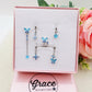 BUTTERFLY Set 6 orecchini AZURE - ACCIAIO INOSSIDABILE - 6 Orecchini pendenti con cubic zirconia