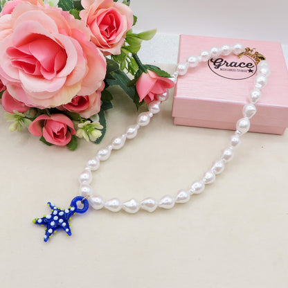REEF BAROQUE PEARLS Collana ~ Collana con perle barocche e stella marina