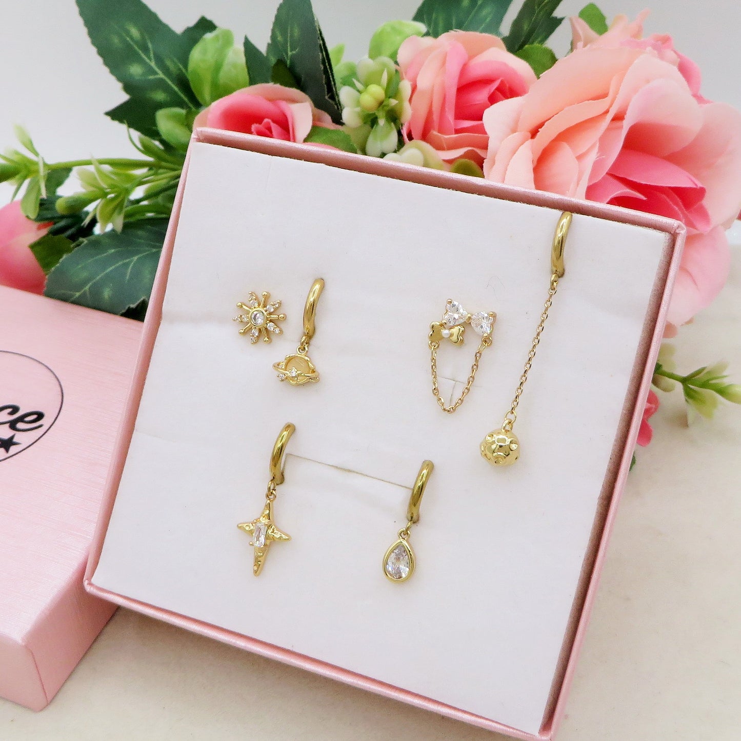 COSMIC SHINE Set 6 orecchini - ACCIAIO INOSSIDABILE - 6 Orecchini pendenti con cubic zirconia