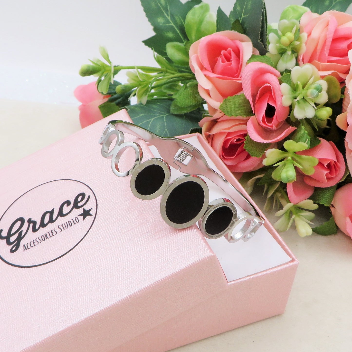 TIMELESS - Bracciale manetta con numeri romani ~ ACCIAIO INOSSIDABILE 316L