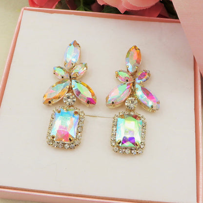 LUMIERE - Orecchini pendenti con pietre sfaccettate e Cubic Zirconia