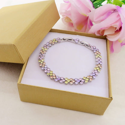 SAKURA - bracciale tennis floreale con cubic zirconia RAINBOW