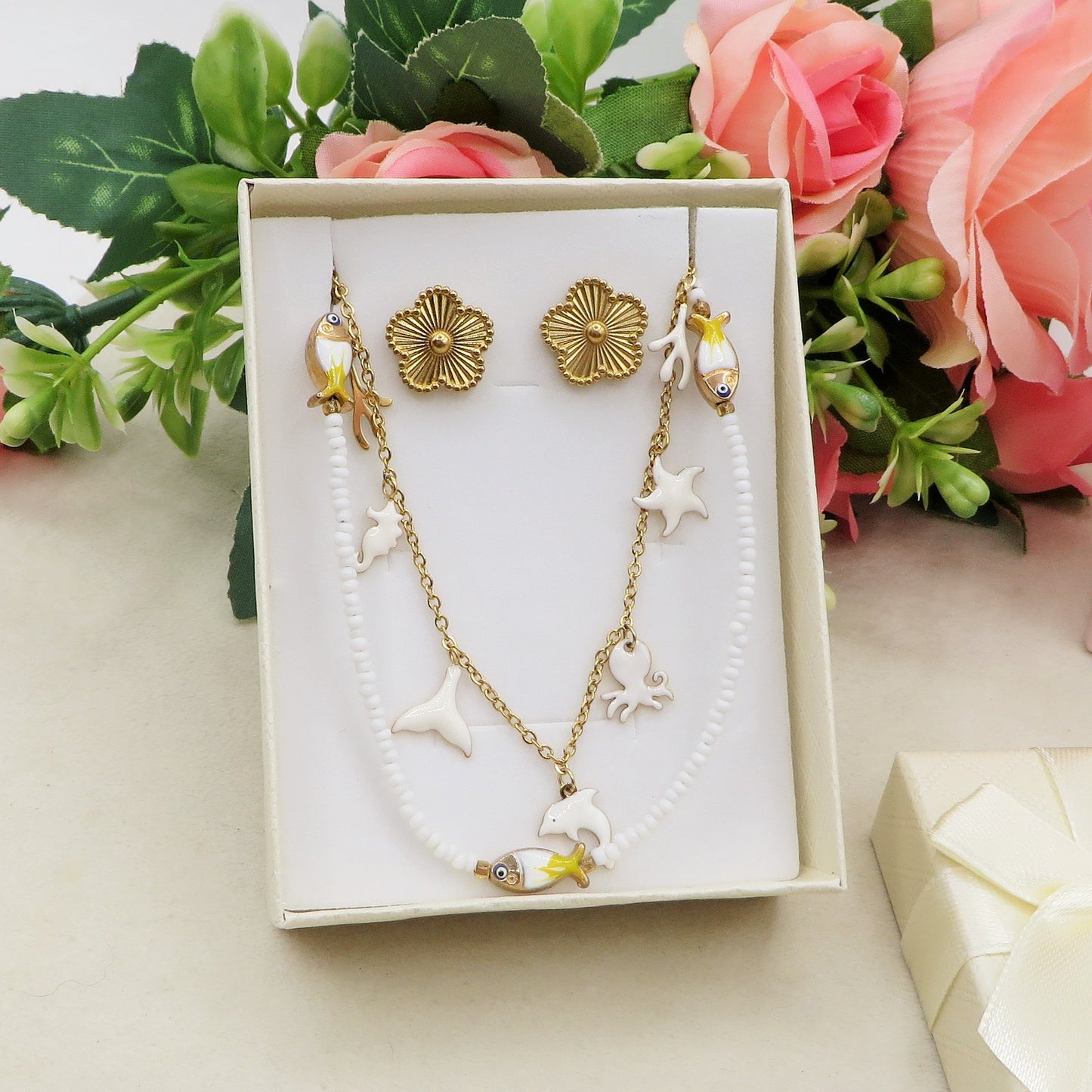 PARURE SUMMER ORO - REGALO - Collana, cavigliera & Bracciale 12 colori