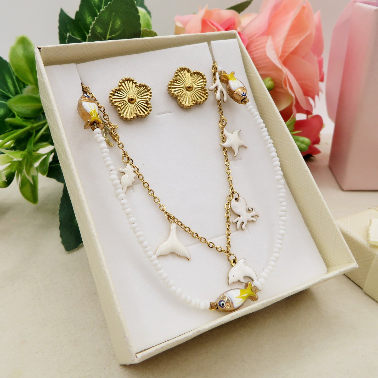 PARURE SUMMER ORO - REGALO - Collana, cavigliera & Bracciale 12 colori