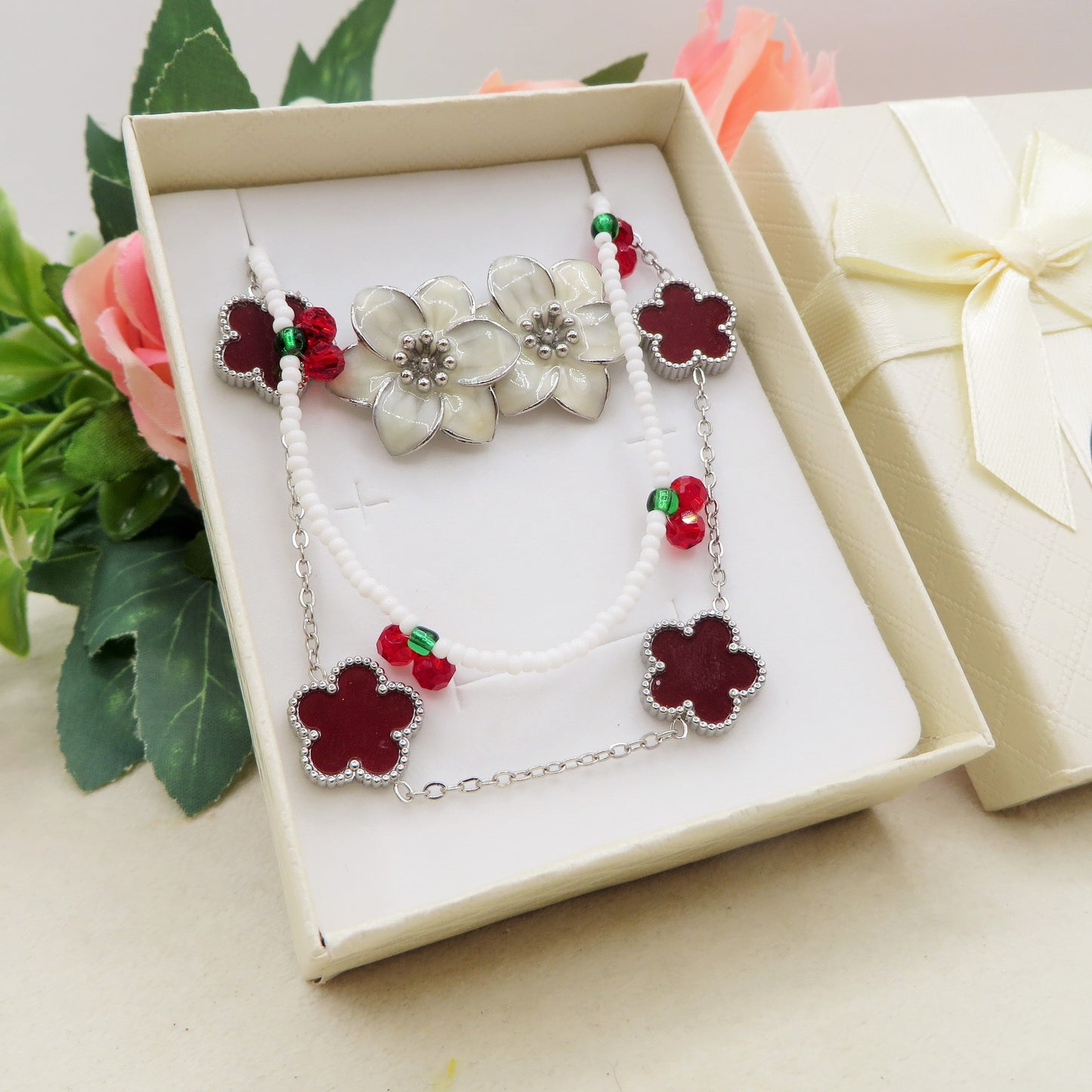 PARURE SUMMER ARGENTO - REGALO - Collana, cavigliera & Bracciale 12 colori