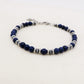 Bracciale uomo perle lapislazzuli + nodini ACCIAIO INOSSIDABILE