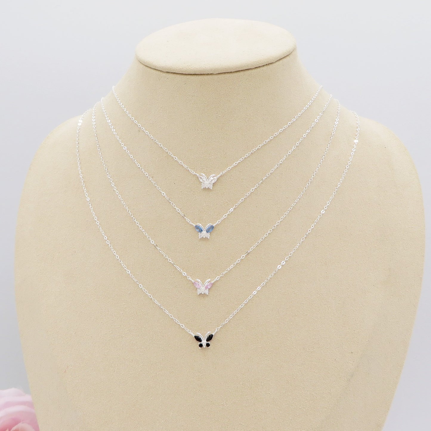 ATHALIA mini butterfly ~ ARGENTO 925 ~ Collana con farfalla in cubic zirconia