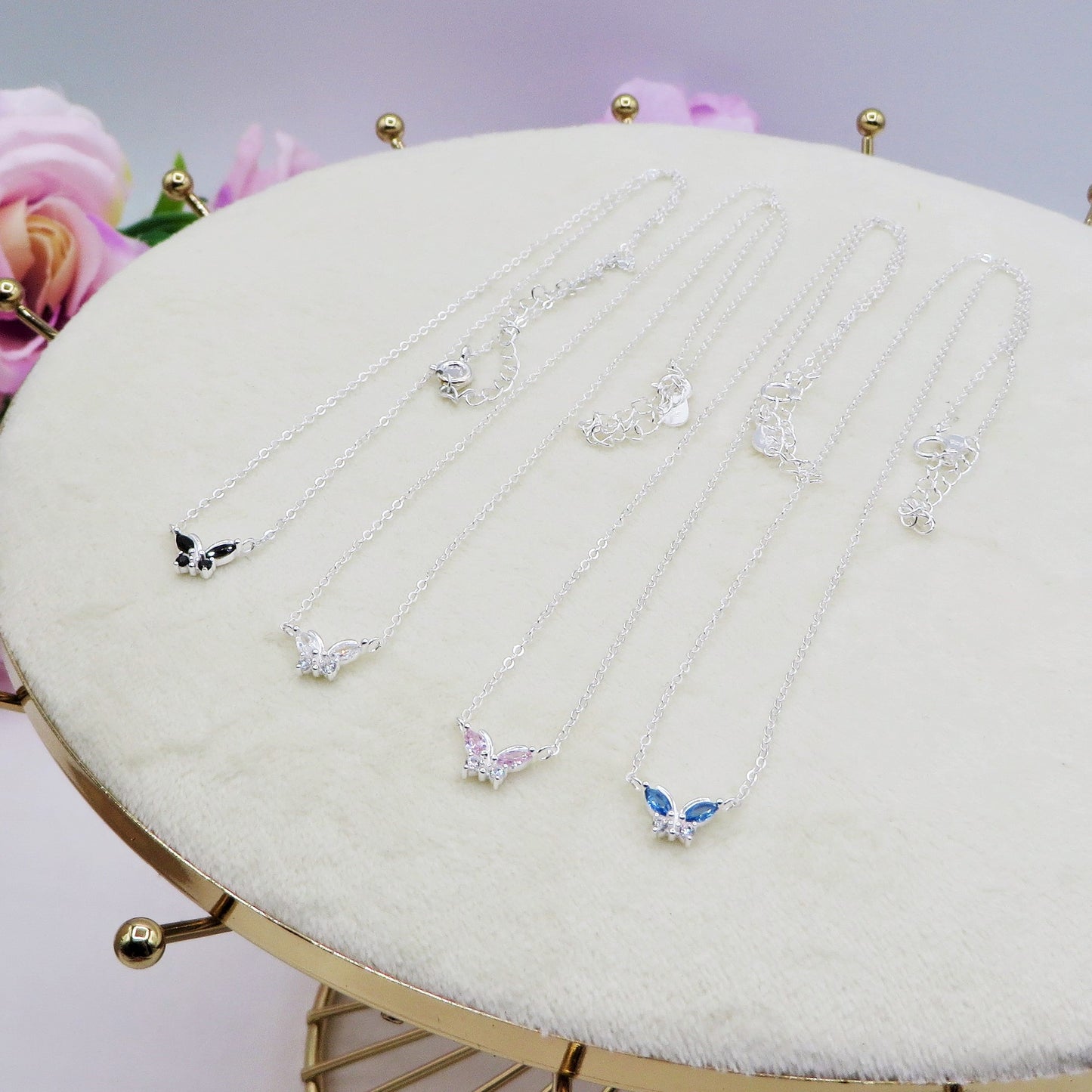 ATHALIA mini butterfly ~ ARGENTO 925 ~ Collana con farfalla in cubic zirconia