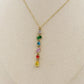 GLOWY RAINBOW PENDANT ~ ACCIAIO INOSSIDABILE - Collana con Cubic Zirconia a cravattina
