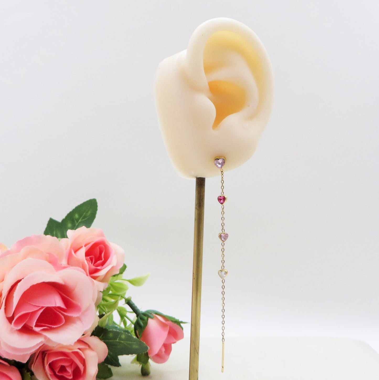 FAIRY HEART ~ paio Orecchini ACCIAIO INOSSIDABILE pendenti zirconati stile saliscendi