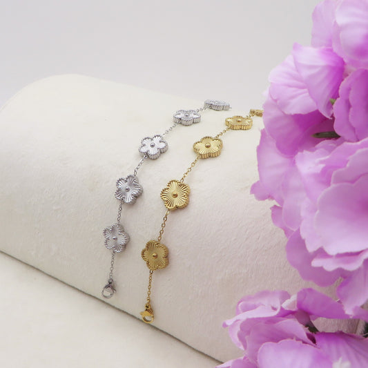 LILY FIORI in ACCIAIO INOSSIDABILE ~ Bracciale fiori lavorati