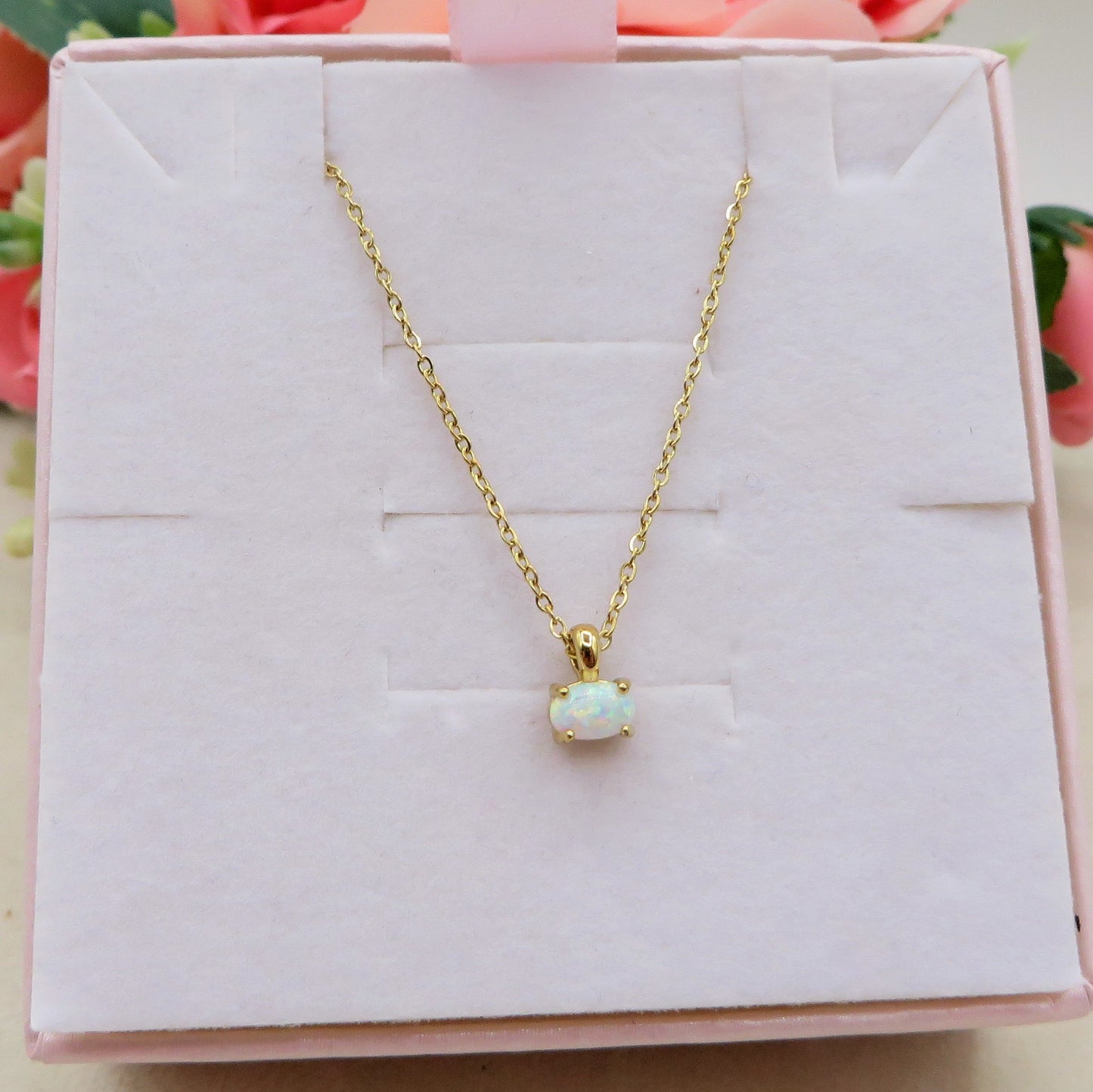 HALO ~ ARGENTO 925 ~ Collana con solitario in OPALITE