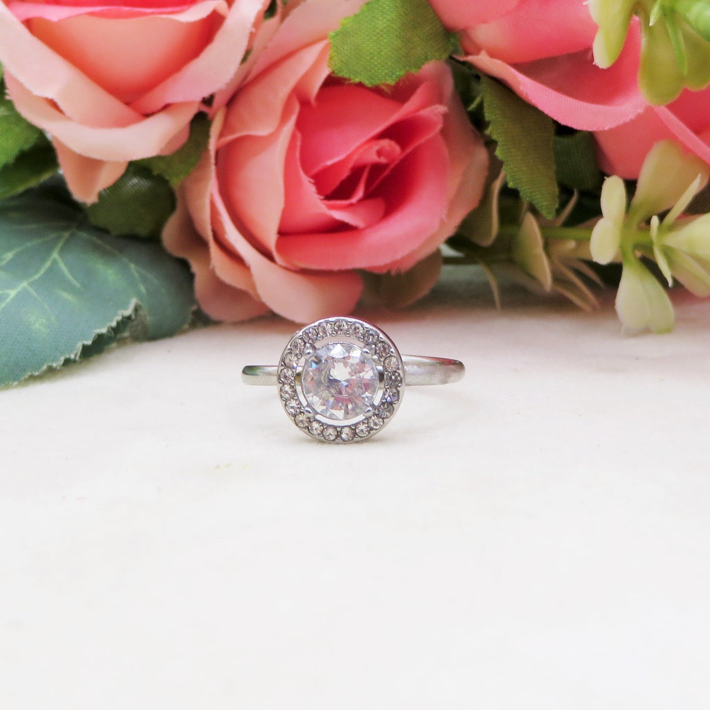 DELILAH SOLITARIO - Anello regolabile in ACCIAIO inossidabile con cubic zirconia