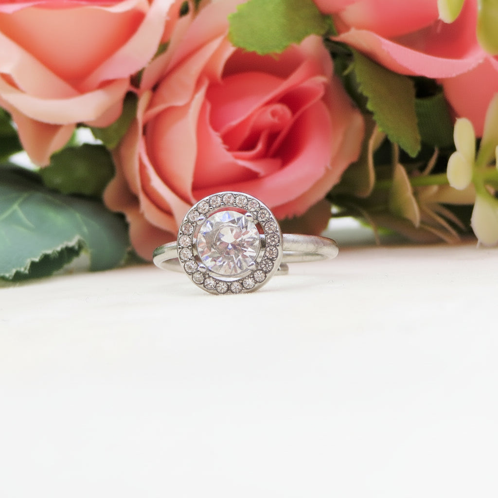 DELILAH SOLITARIO - Anello regolabile in ACCIAIO inossidabile con cubic zirconia
