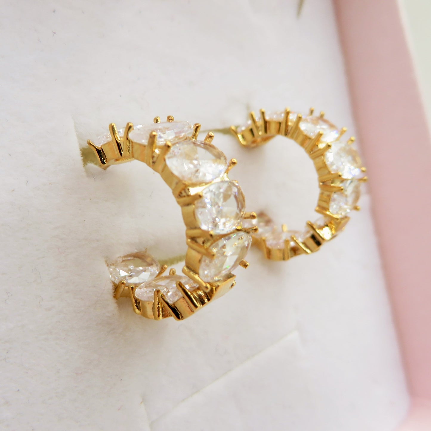 JULIANNE MINI hoops - acciaio inossidabile 316l - Orecchini mini cerchio in cubic zirconia taglio baguette